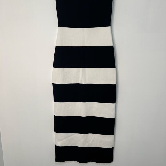 Club Monaco Milano Strapless Maxi Dress Bodycon Cocktail Black White Stripe Sz S - Picture 5 of 11